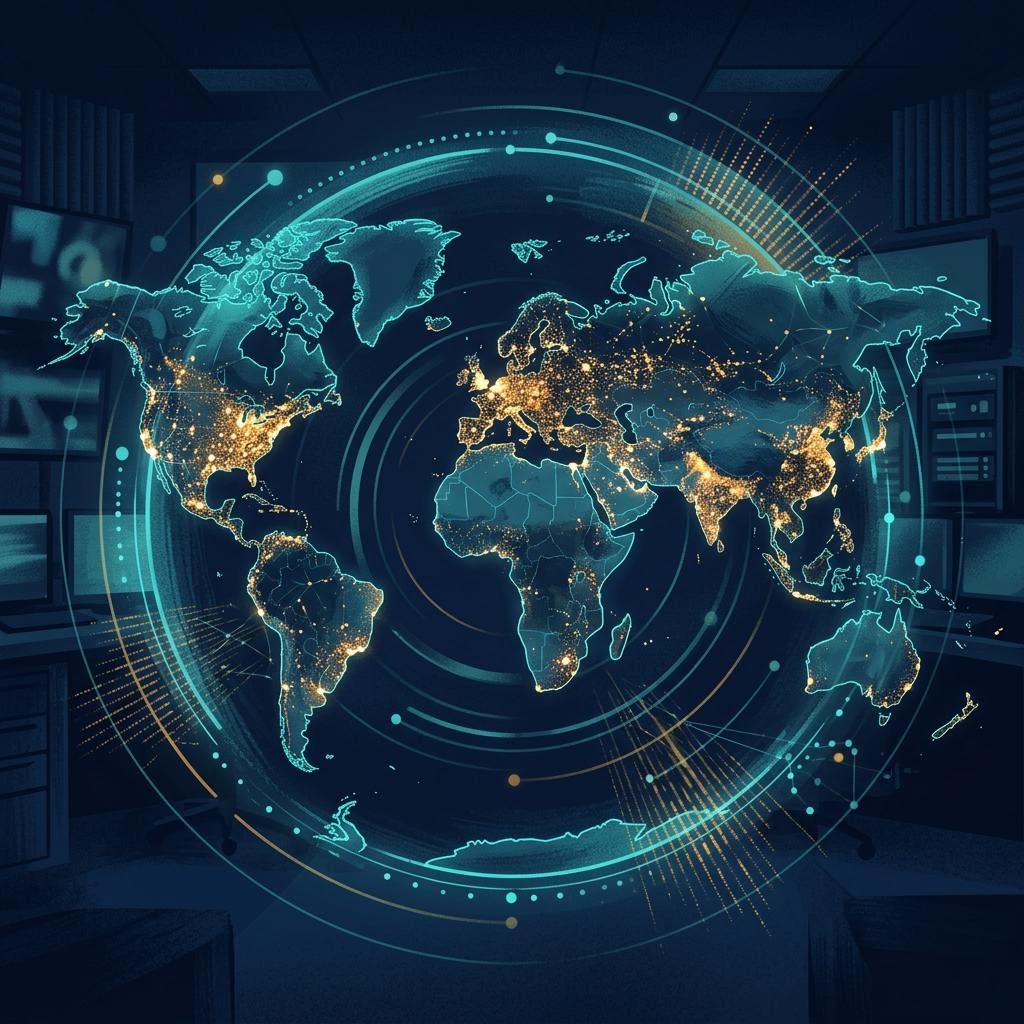 World desk AI illustration